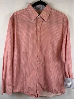 Johnston & Murphy Tailored Fit Pink Geometric Button Down Shirt Men’s Medium
